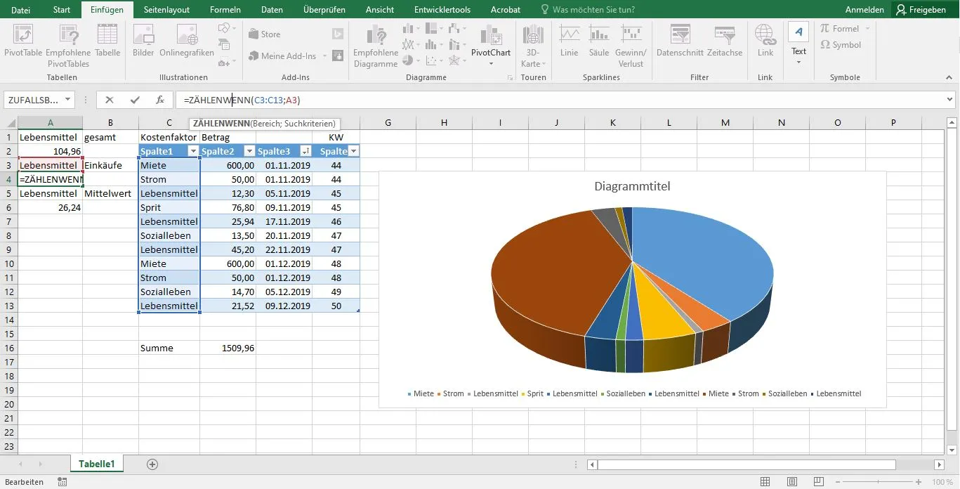 Excel ZÄHLENWENN Funktion