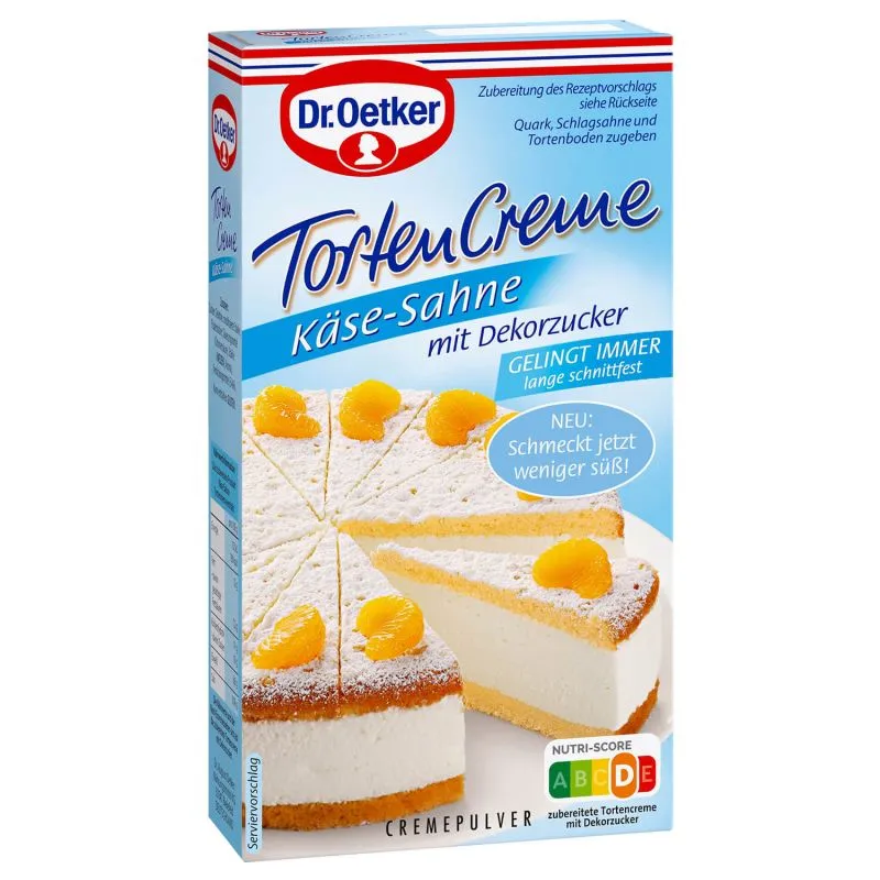 Fertige Käse-Sahne-Tortencreme für schnelle und leckere deutsche Sahnetorten.