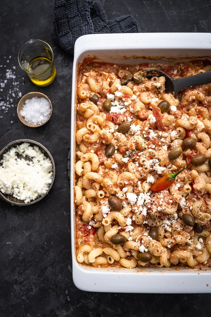 Feta-Rezepte Feta-Pasta aus dem Ofen trickytine