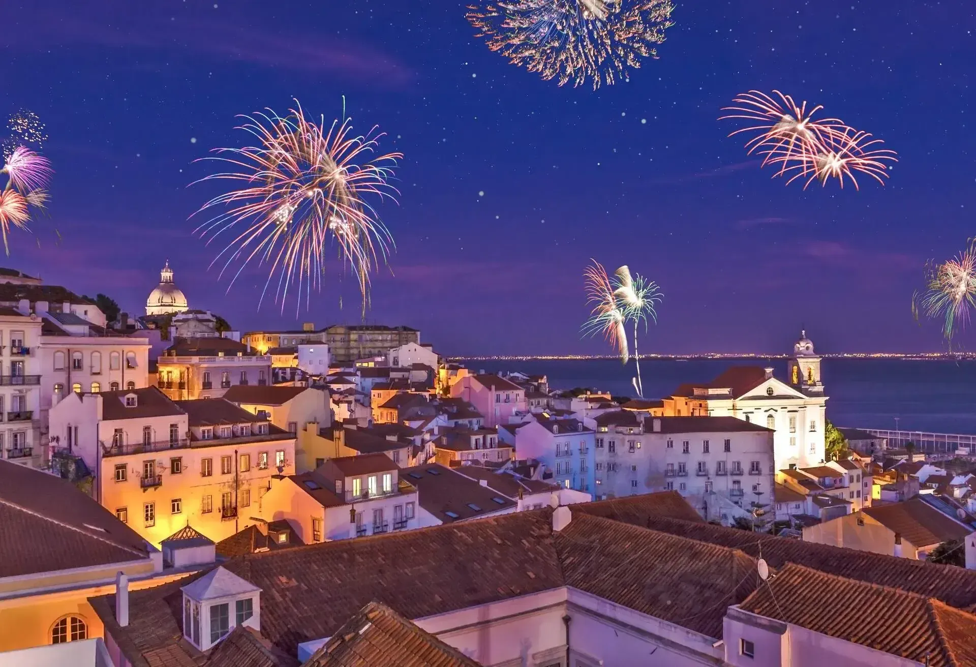 Feuerwerk über Lissabon