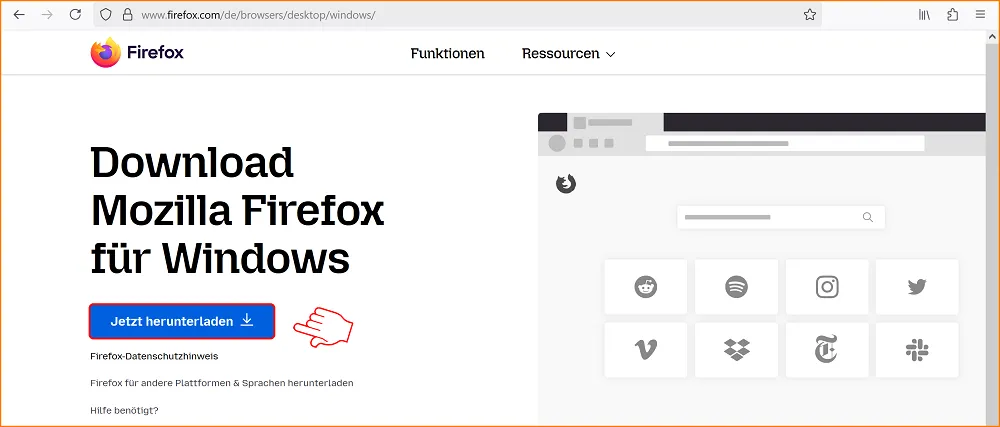 Firefox Download-Schaltfläche fx141