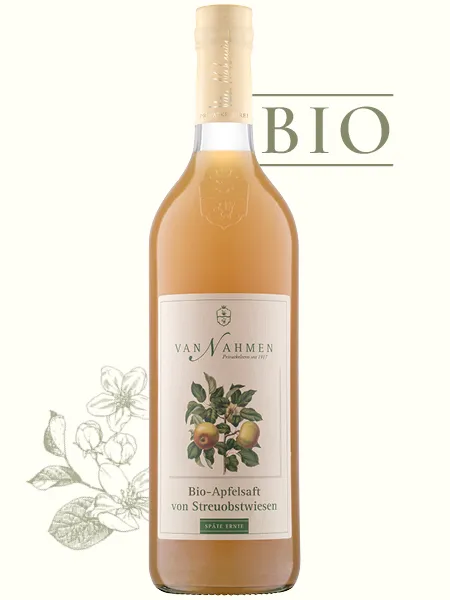 Flasche Bio Apfelsaft von Streuobstwiesen