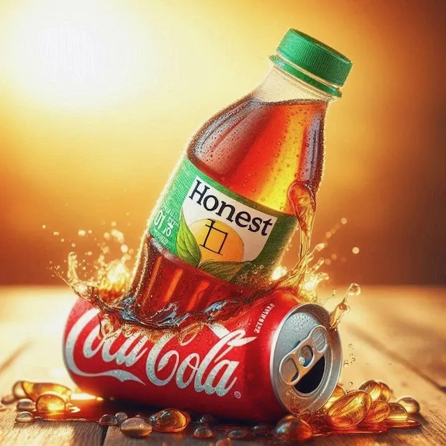 Flasche Honest Eistee vor grünem Hintergrund, symbolisiert Natürlichkeit und Bio-Qualität