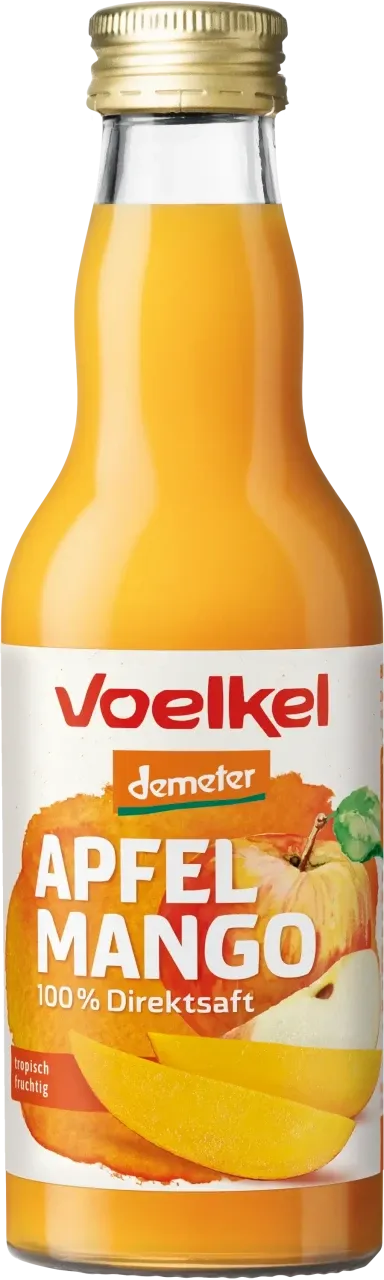 Flasche mit hochwertigem Bio Mango Saft, ideal für deutsche Genießer