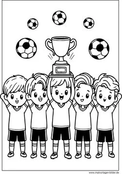 Fußballmannschaft der Jungs hat gewonnen Ausmalbild