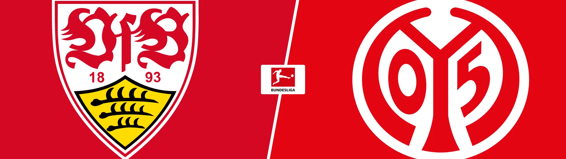 Fußballspieler des VfB Stuttgart und FSV Mainz 05 im direkten Duell auf dem Spielfeld während eines Bundesliga-Spiels.