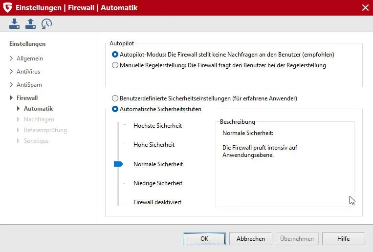 G Data Einstellungen: Anpassung von Meldungen im Antivirenprogramm Test