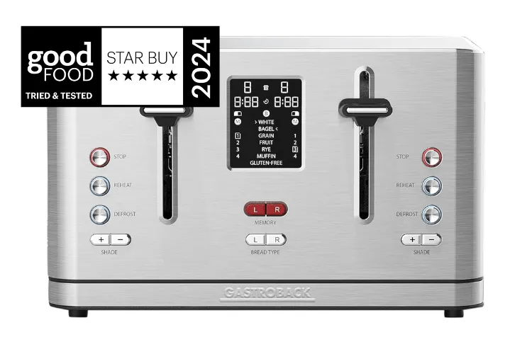Gastroback Design Toaster Digital 4S in elegantem Silber mit digitalem Display