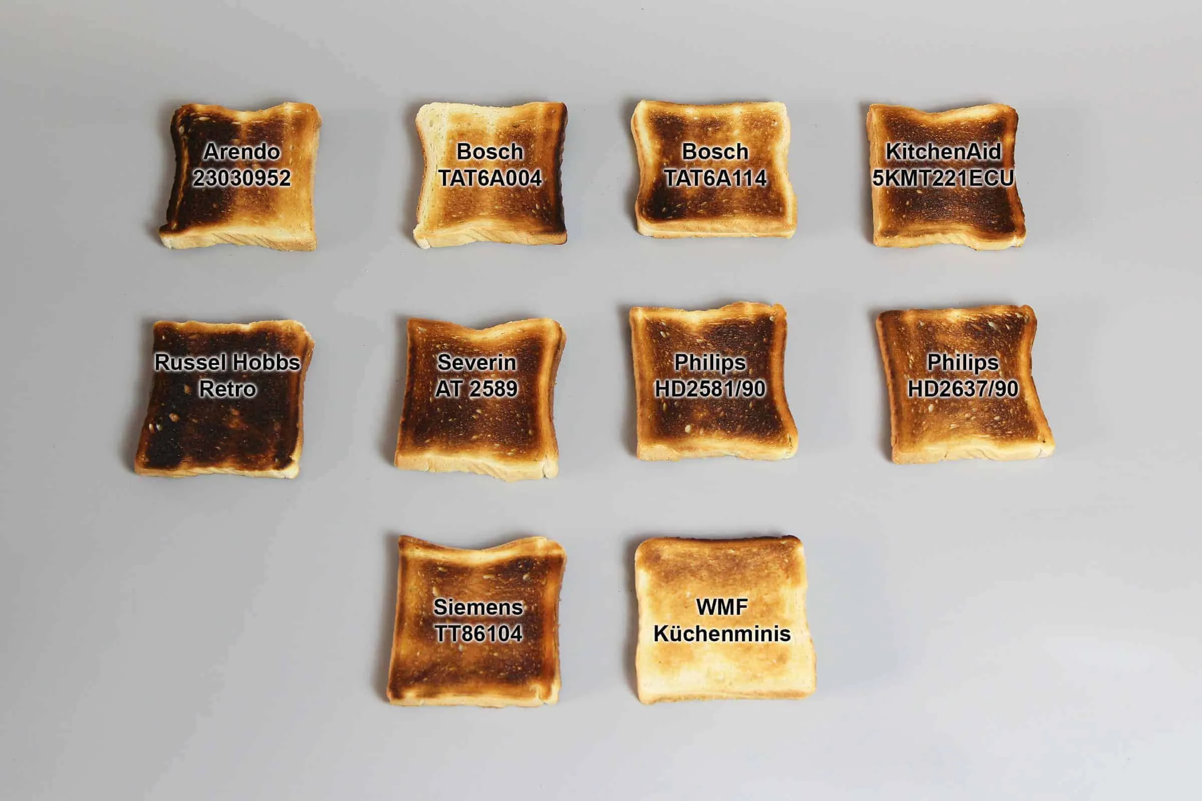 Gefrorene Toastscheibe wird in den Toaster eingelegt für den Auftautest