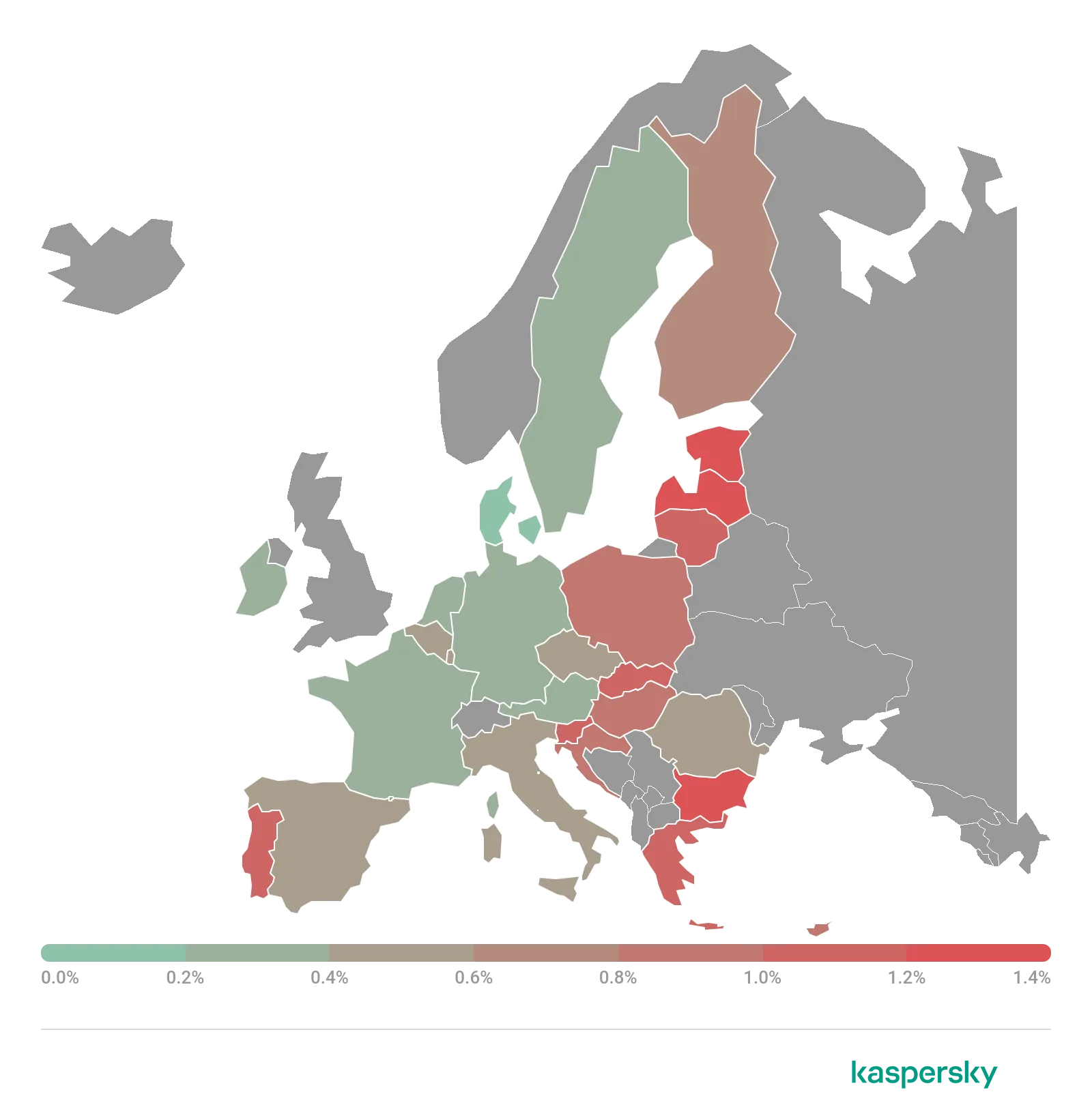 Geografische Verteilung der Miner-bezogenen Angriffe in der EU, Mai 2020 bis April 2021