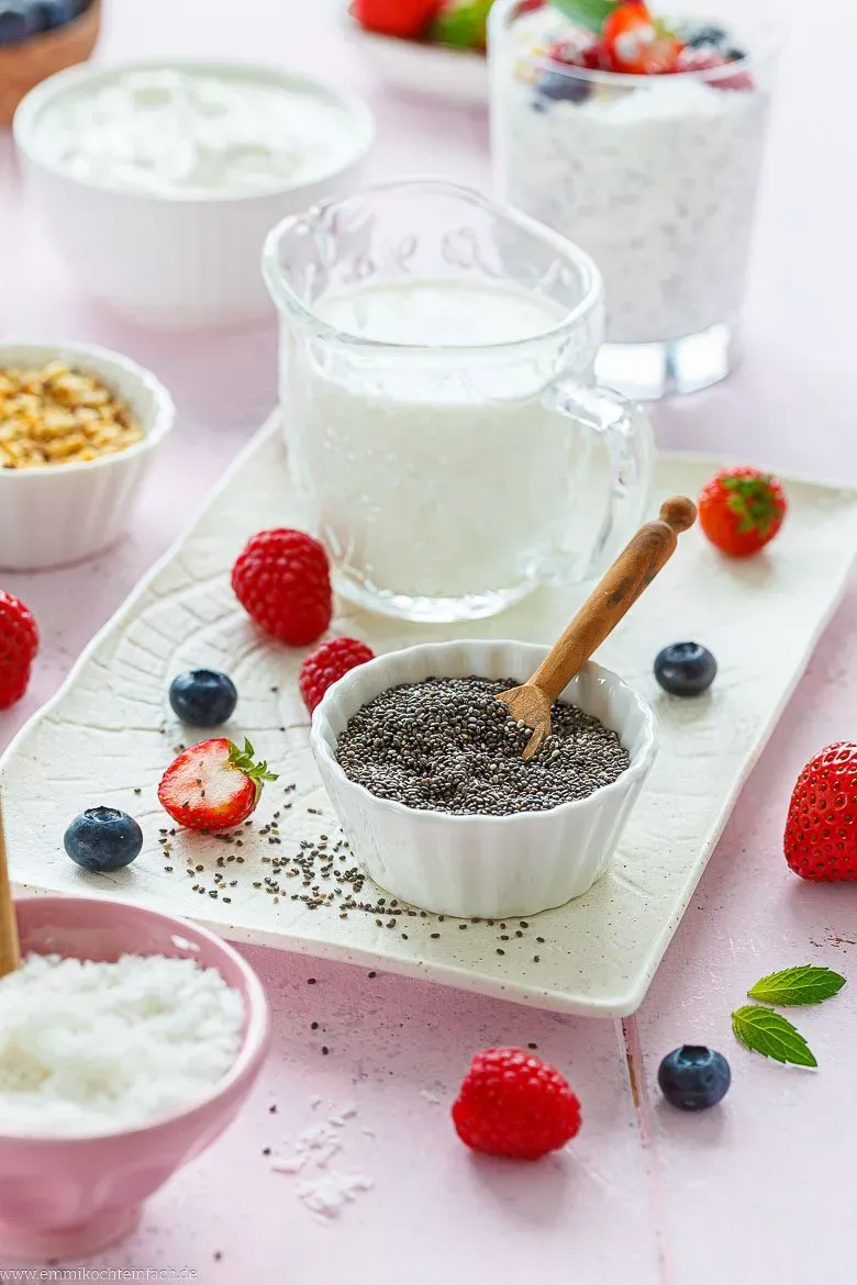 Gesunder Pudding mit Chiasamen zubereitet