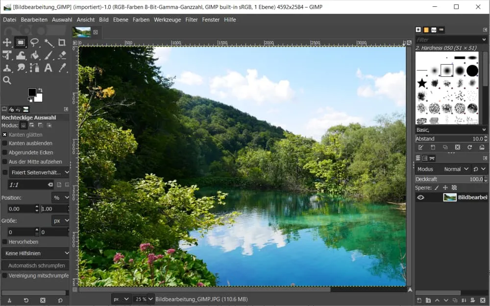 GIMP - Interface des GNU Image Manipulation Program, einer kostenlosen Photoshop-Alternative