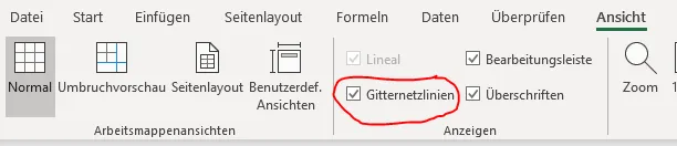 Gitternetzlinien entfernen für ein sauberes Excel Kennzahlen-Dashboard
