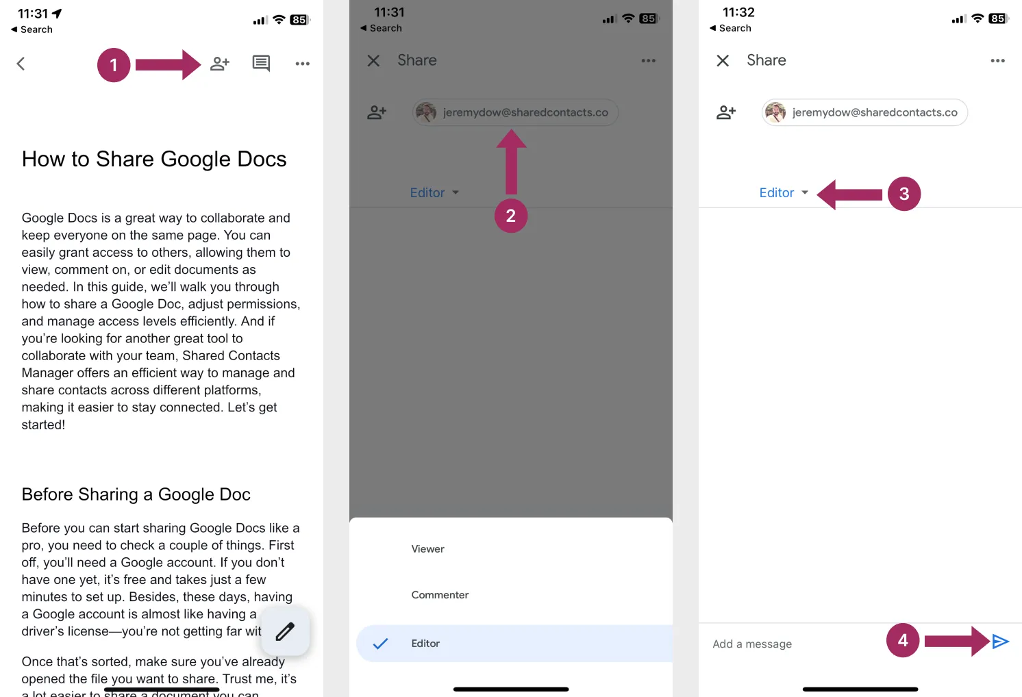 Google Docs Teilen über Handy App