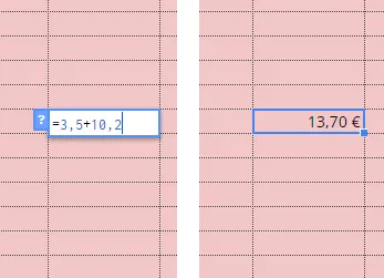 Google Tabellen Summe in Zelle