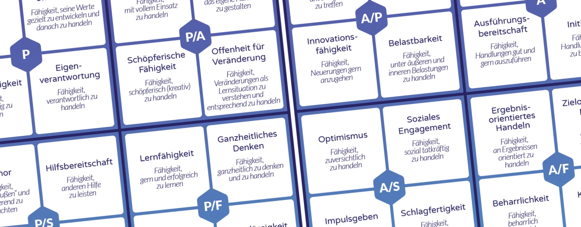 Grafische Darstellung des KODE® KompetenzAtlas, der die Struktur des Erpenbeck Kompetenzmodells visualisiert