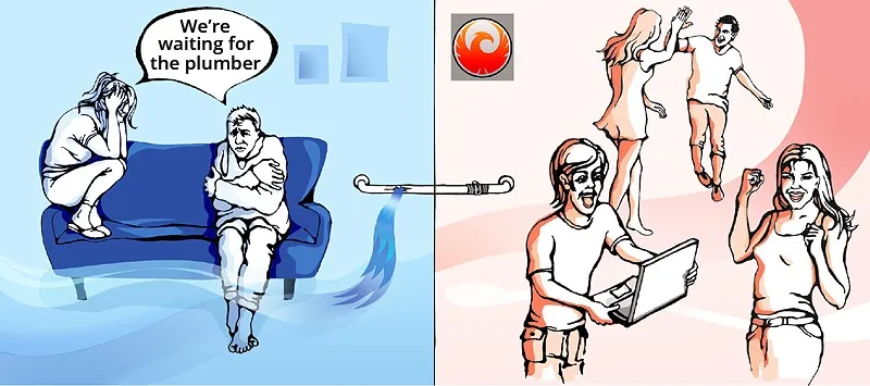 Grafische Darstellung des Vergleichs zwischen der stabilen Betterbird Community und den Problemen von Mozilla Thunderbird Nutzern