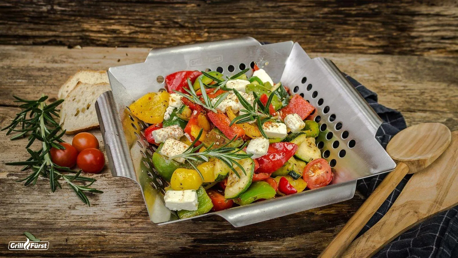 Grillfürst Gemüsekorb aus Edelstahl - Vegetarisch Grillen