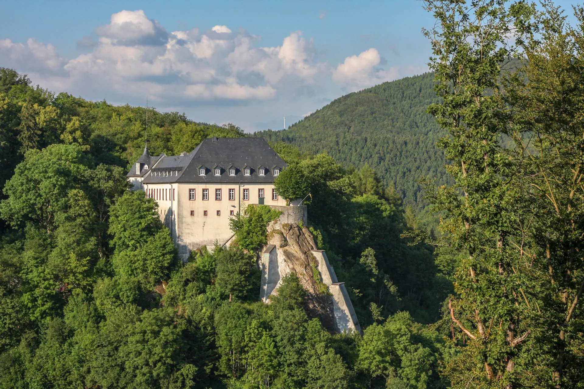 Grüne Wälder um die Burg Bilstein im Sauerland
