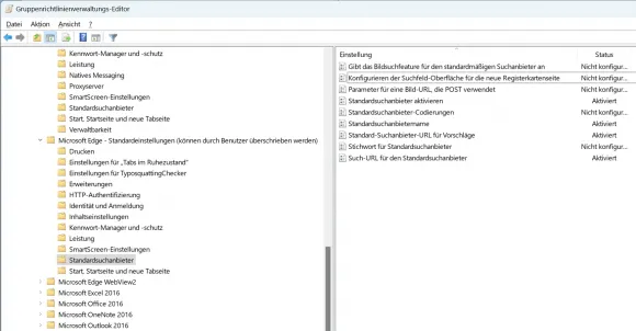 Gruppenrichtlinien zur Festlegung der Standardsuche in Microsoft Edge