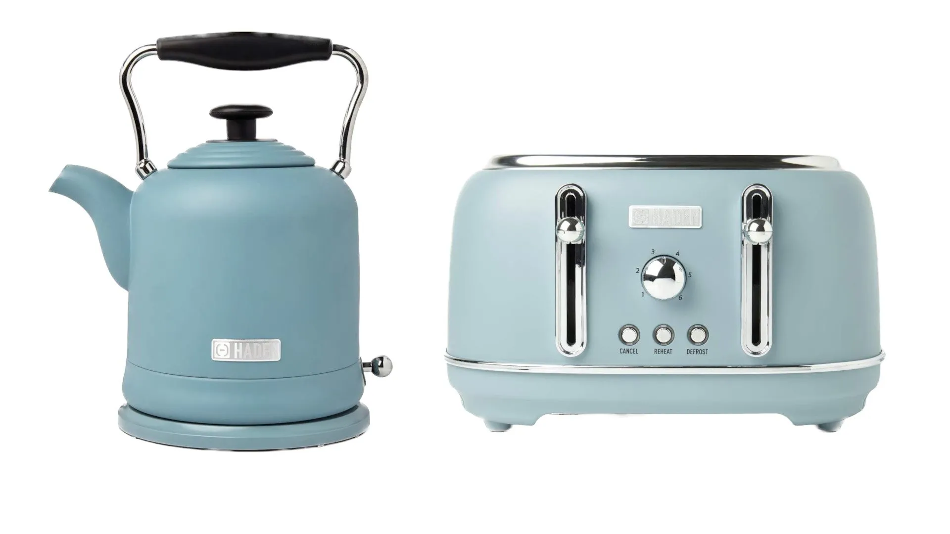 Haden Highclere Wasserkocher und Toaster Set in elegantem Poole-Blau im Vintage-Stil