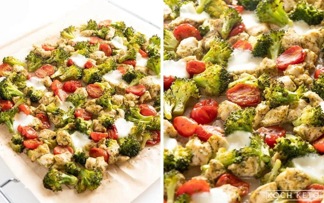 Hähnchen-Gemüse-Blech mit aromatischem Pesto, schnell zubereitet