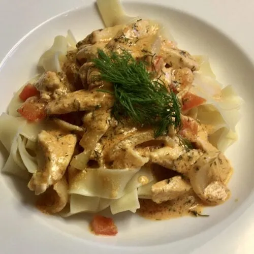 Hähnchen-Geschnetzeltes in Frischkäsesauce aus dem OptiGrill