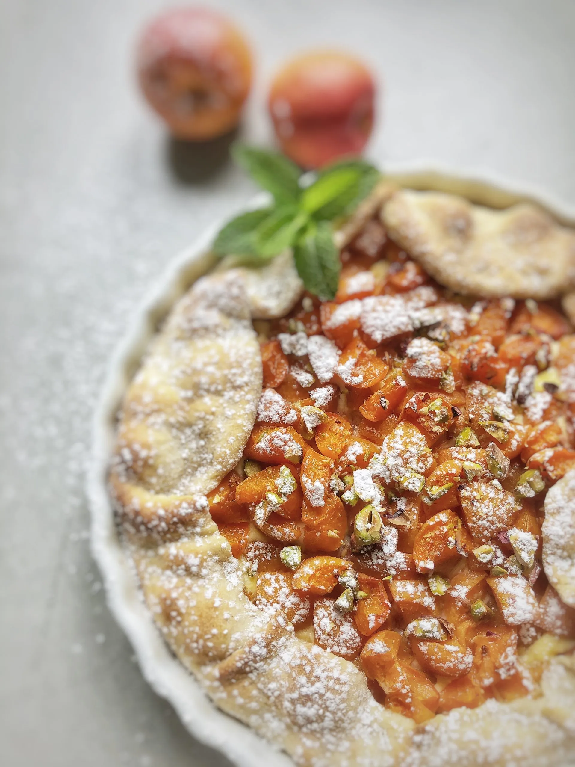 Hausgemachte Marillengalette mit im Dampf vorgegarten Früchten