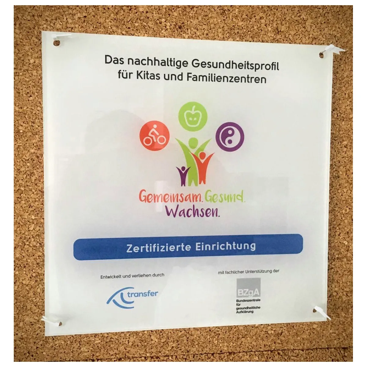 Hausschild mit dem GGW-Logo, steht für Qualitätssicherung und das Gütesiegel für Einrichtungen, die gesund wachsen fördern