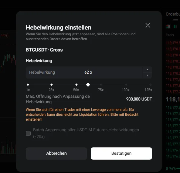 Hebelwirkung beim Krypto-Trading einstellen