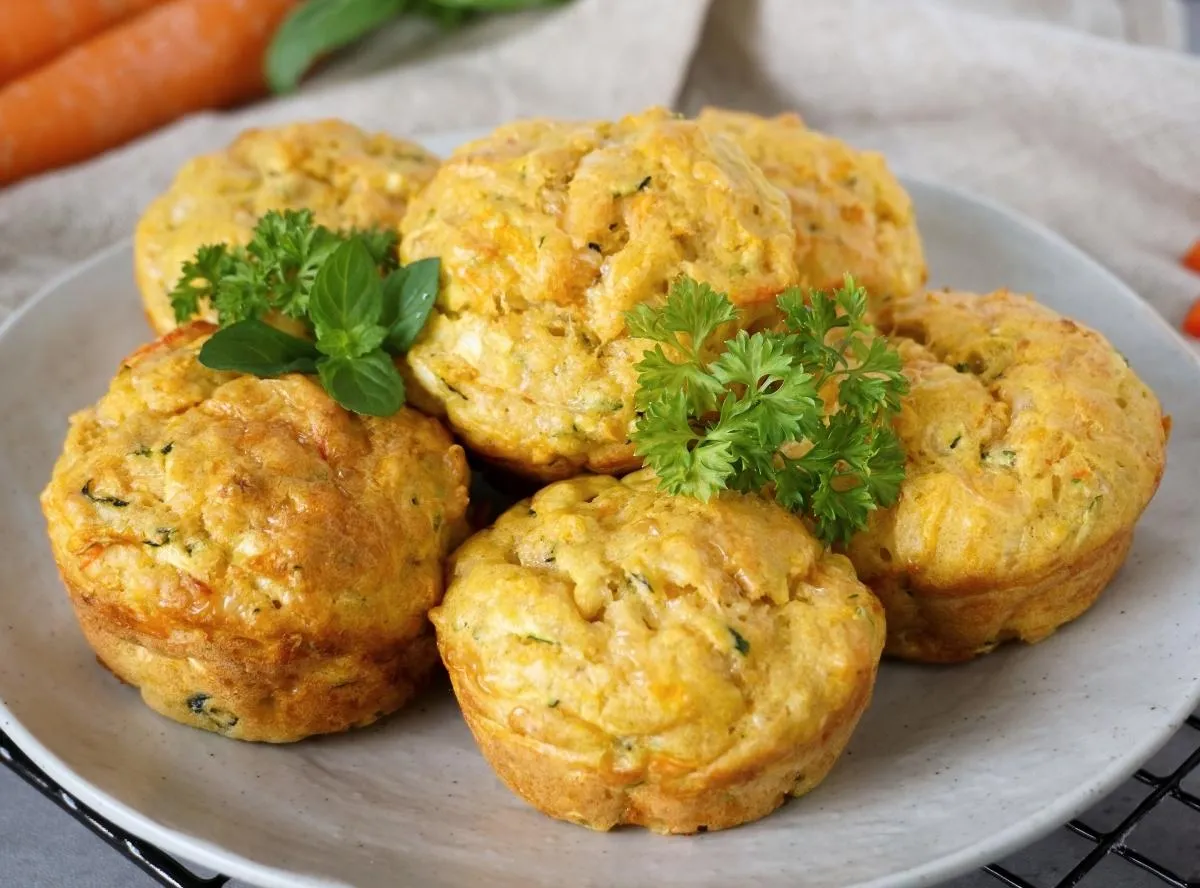 Herzhafte Gemüsemuffins, perfekt als Snack oder Beilage.