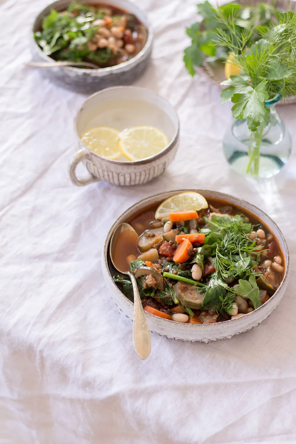 Herzhafter Beluga-Linsen-Eintopf mit Tomaten und Gemüse