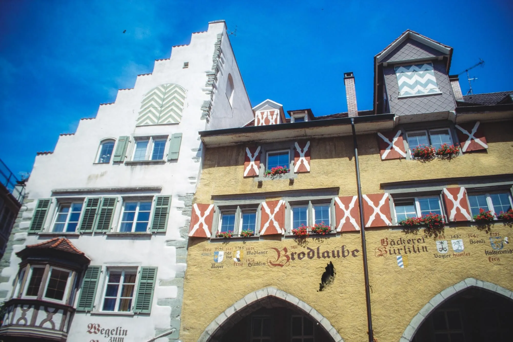 Historisches Gebäude: Die Brotlaube in Lindau am Bodensee, ein charakteristisches Haus der Altstadt