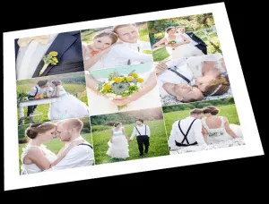 Hochzeitsfotocollage: Romantische Bilder zu einem Gesamtwerk vereint