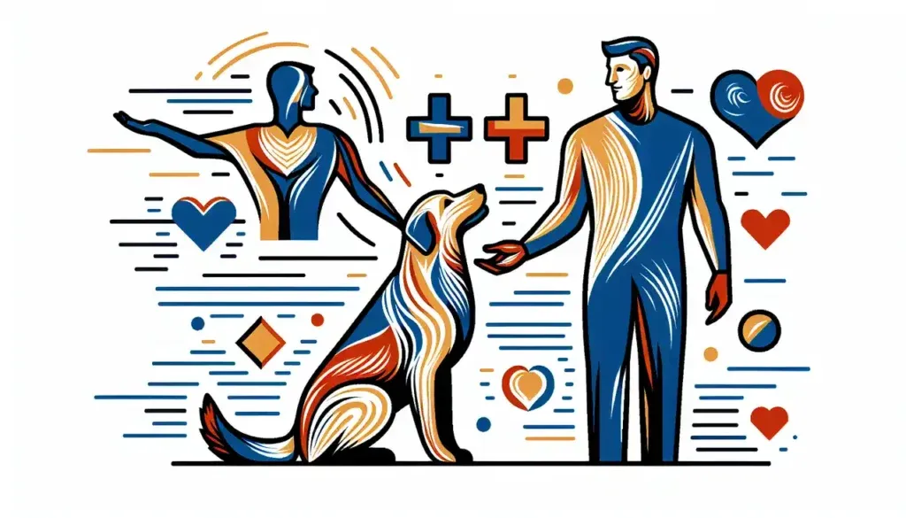 Hund wirkt müde und traurig liegt auf Sofa und wird von Mensch getröstet