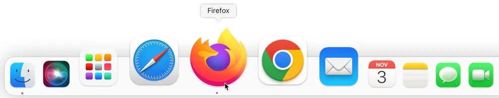 Icon des Mozilla Firefox Browsers auf einem Mac Desktop