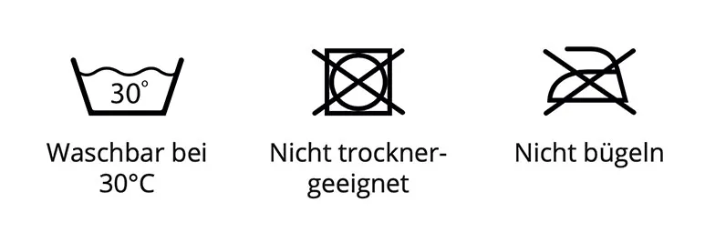 Icons für die Pflegehinweise der Heizungsliege Murphy