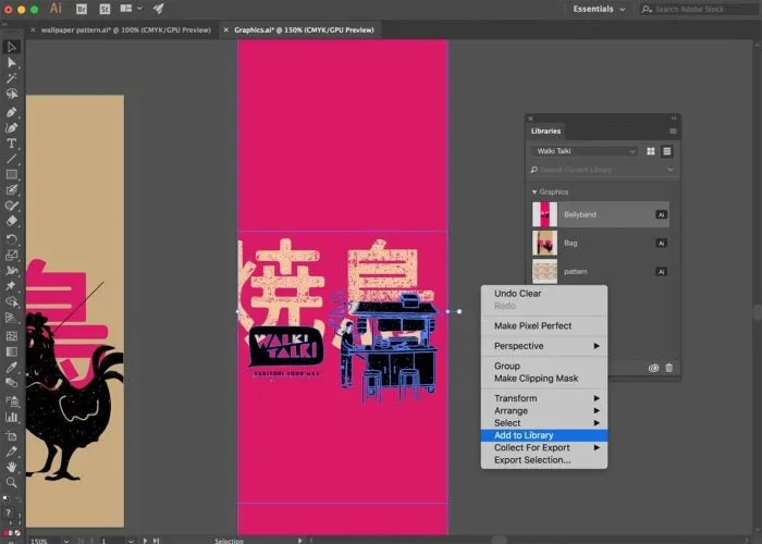 Illustration von Illustrator mit dem Speichern von Assets in CC Libraries