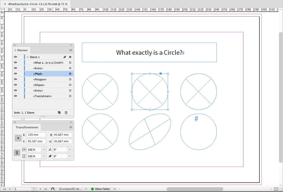InDesign Pfadobjekt in Kreisform