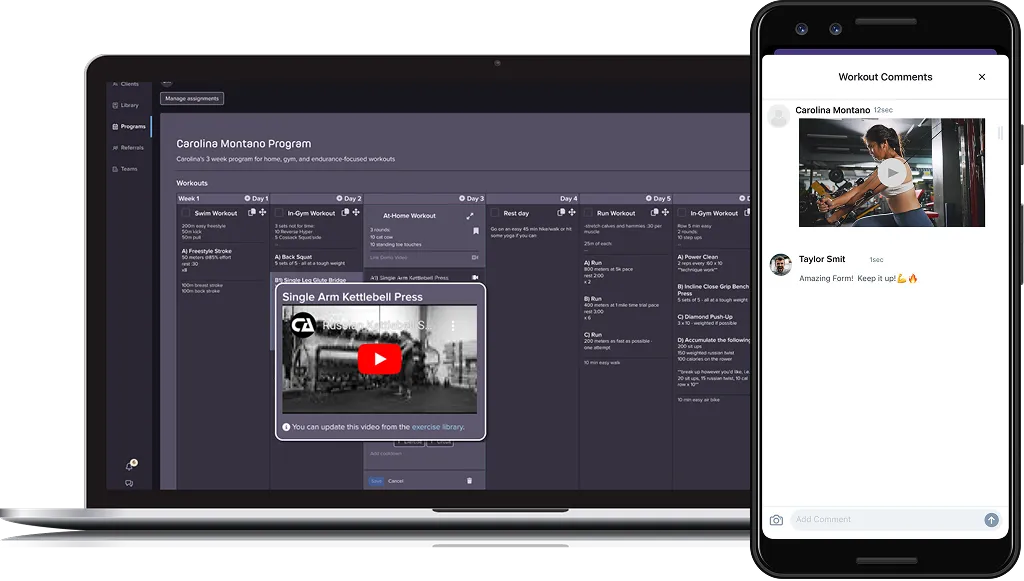Individuelle Übungsvideos in der Coach Fitness Plattform