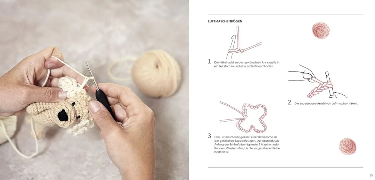 Innenseite des Häkelbuchs mit Anleitung für eine gehäkelte Schildkröte, ideal für Anfänger von mini haustiere