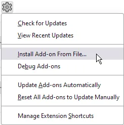 Installation from file dialog