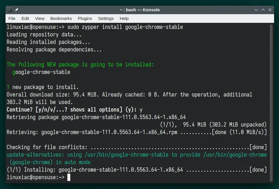 Installation von Google Chrome auf openSUSE Leap oder Tumbleweed
