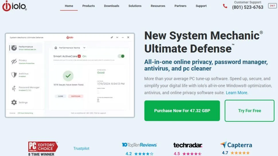 Iolo System Mechanic Anwendungsoberfläche