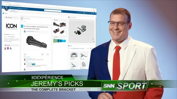 Jeremy Regnerus bei seinem Sportbericht, erläutert die Vorteile der 3DEXPERIENCE Plattform für SOLIDWORKS 2020
