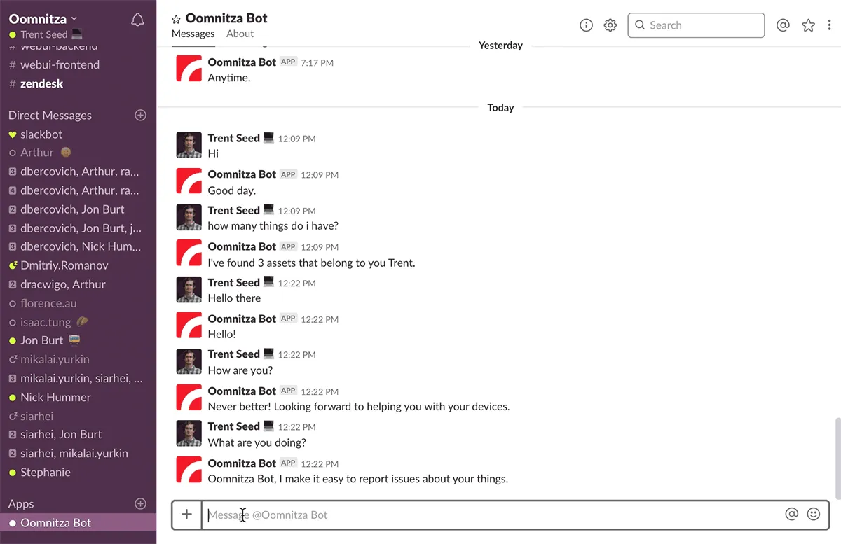 Jira Service Desk Integration in Slack: IT-Supportanfrage und Asset-Informationen über Oomnitza-Bot