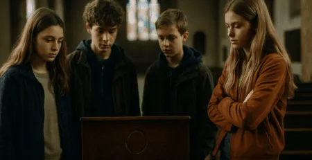 Jugendliche in der Johanniskirche in Flensburg