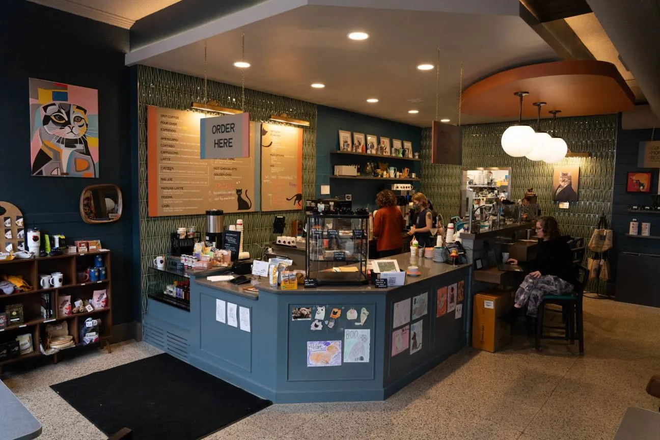 Kaffeegetränk im Katzen Café