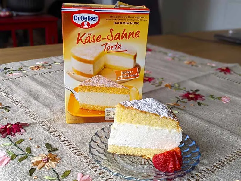 Käse Sahne Torte mit Dr. Oetker Backmischung zubereitet