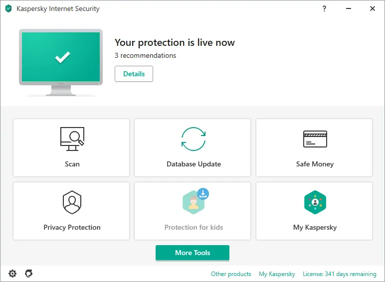 Kaspersky Internet Security Hauptfenster